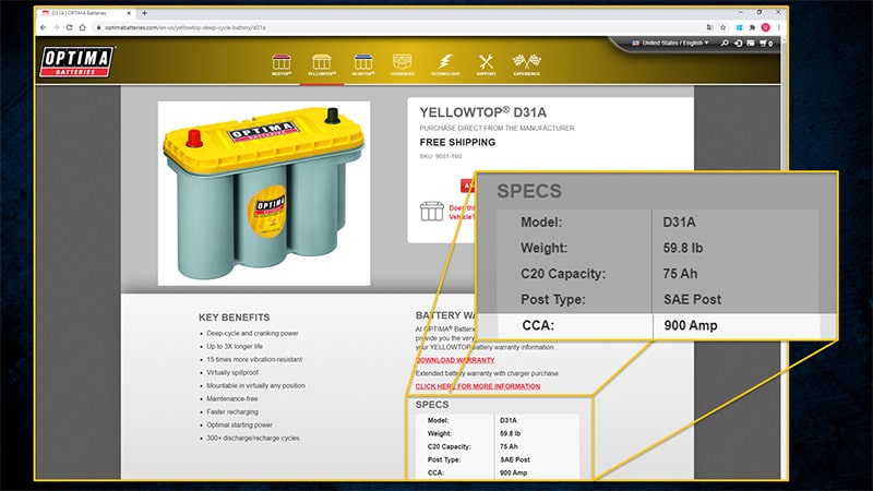 Battery specs