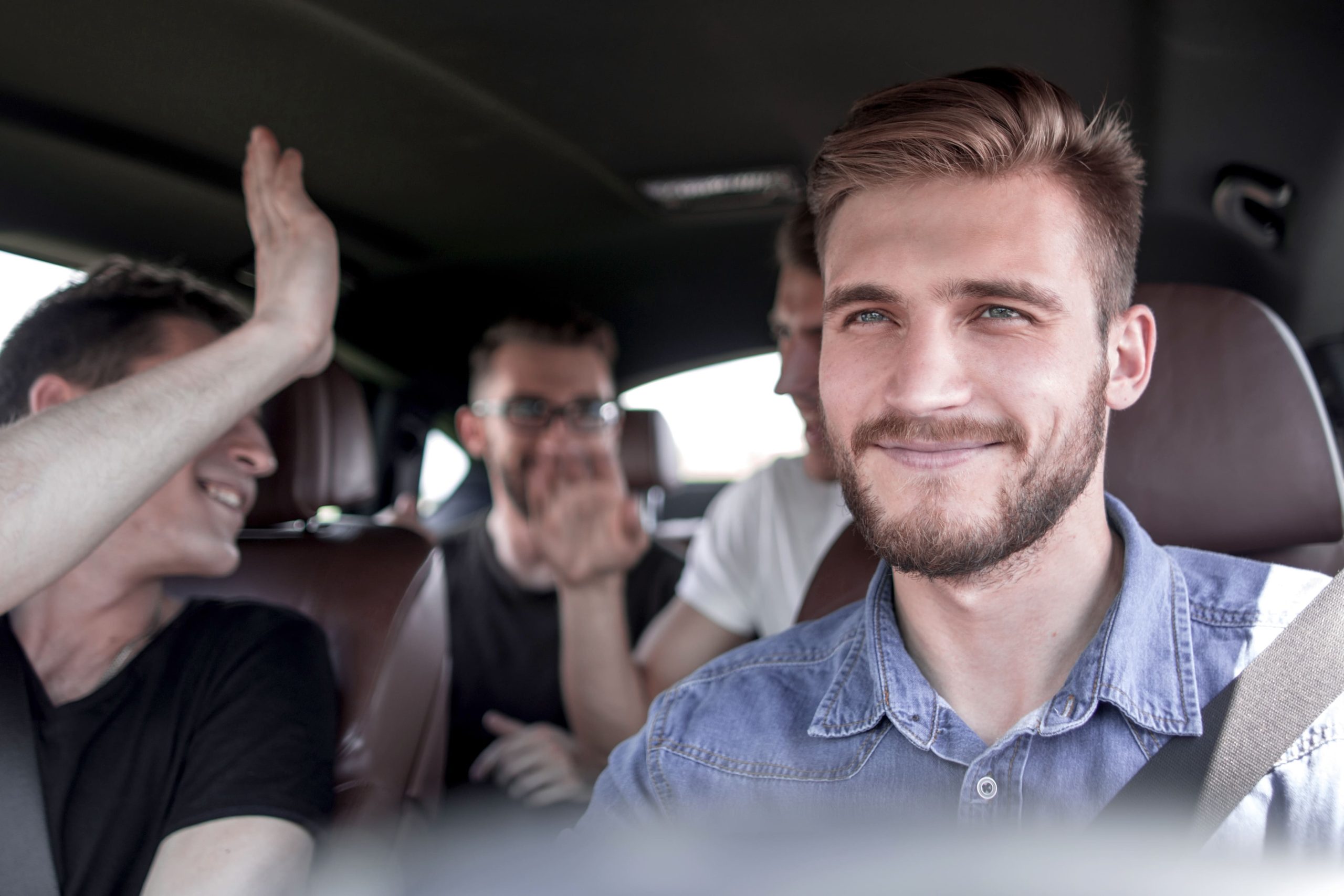 Four men in a car