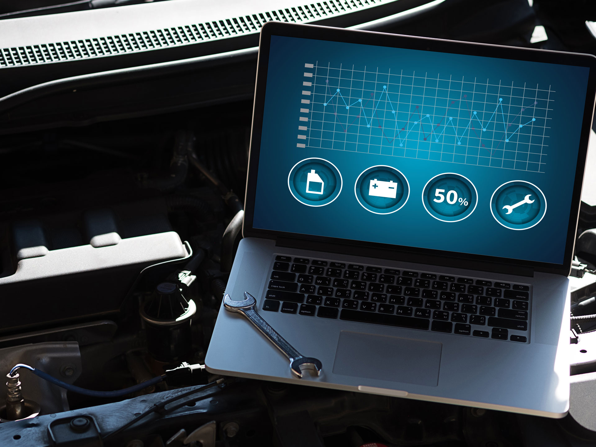 Laptop Running Car Diagnostics