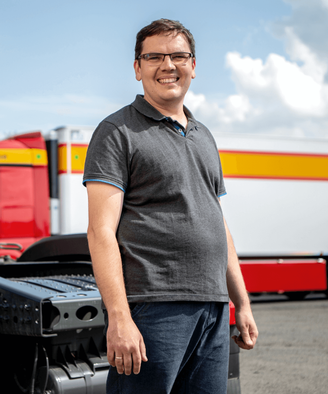 man in front of truck